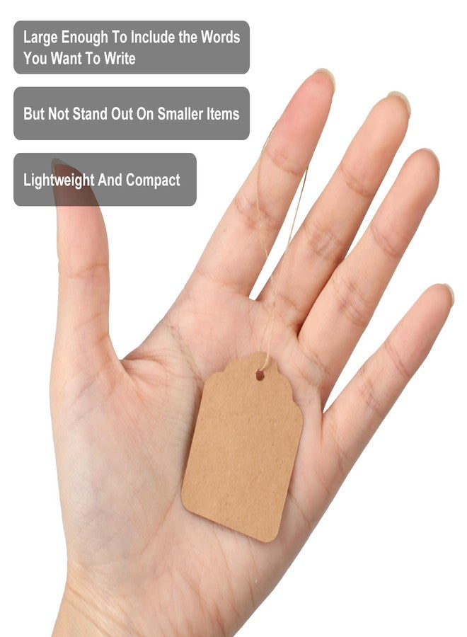 rolyta 500 Pcs Kraft Price Tags with String, Kraft Paper Gift Tags with Jute Twine String Writable Price Labels for Bags Clothing Jewelry Retail Pricing DIY Crafts Gift Wrapping - Image 3